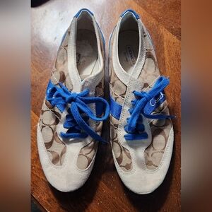 Coach Beige, White And Blue Balee Sneakers Size 8M